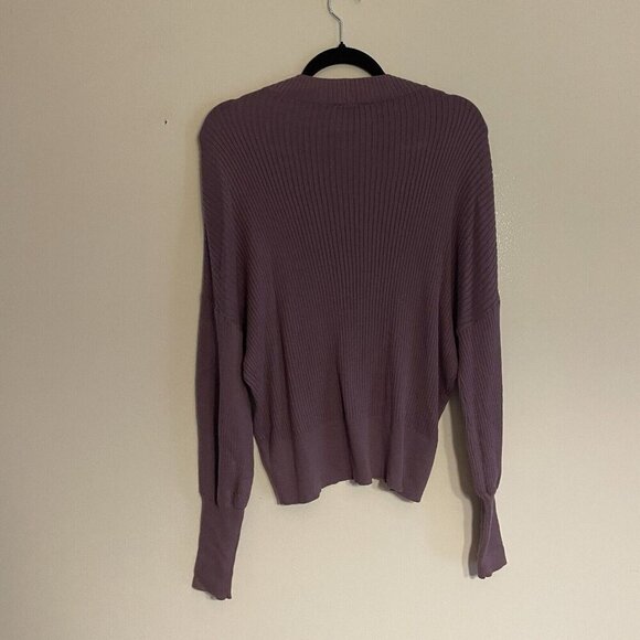 Express Women Sz S Purple Ribbed Long Sleeve Mockneck Pullover Sweater - Picture 8 of 8